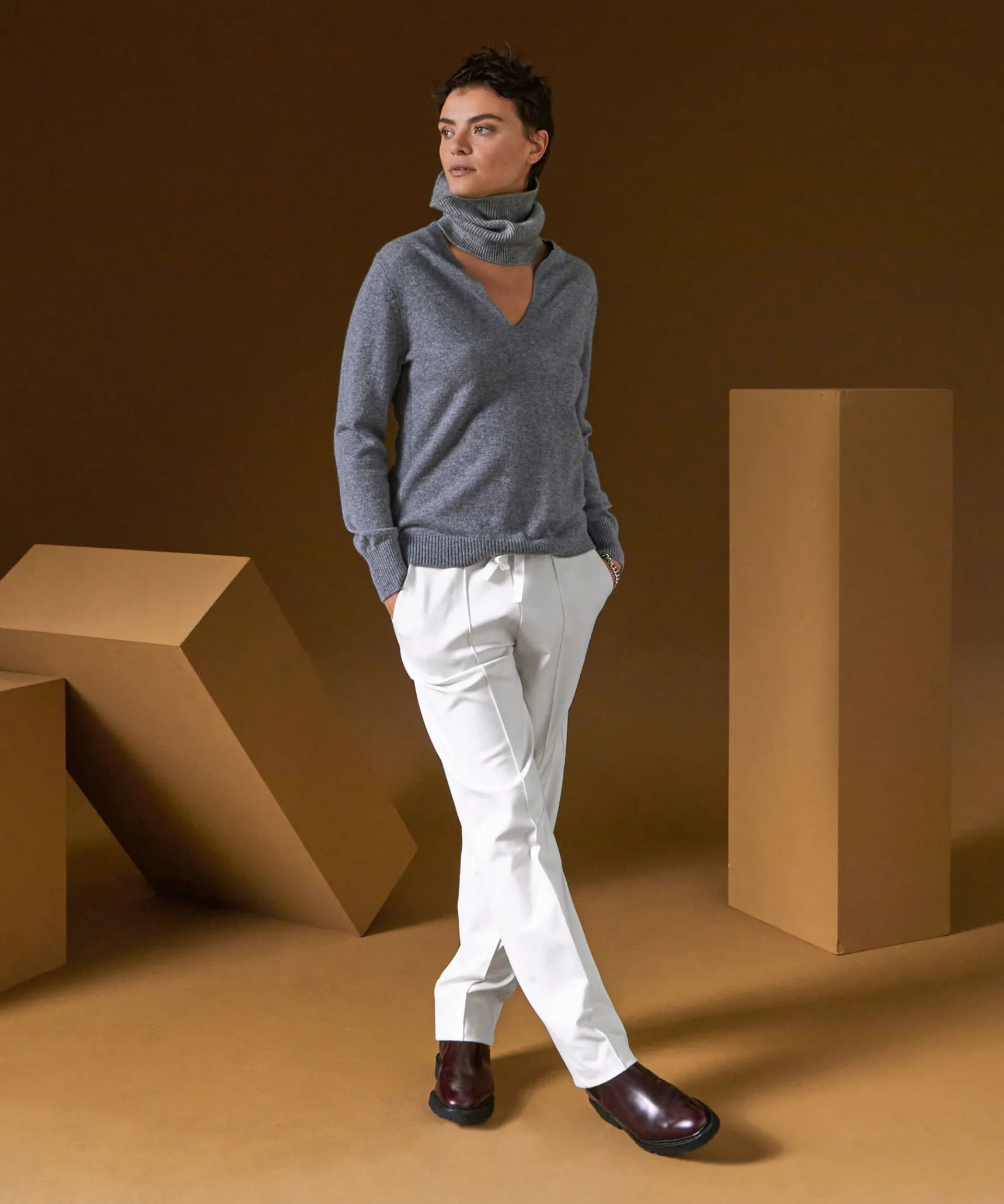 Online Rodier Col en cachemire gris clair