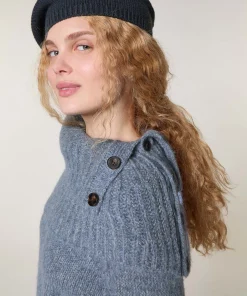 Hot Rodier Col en grosse maille bleu