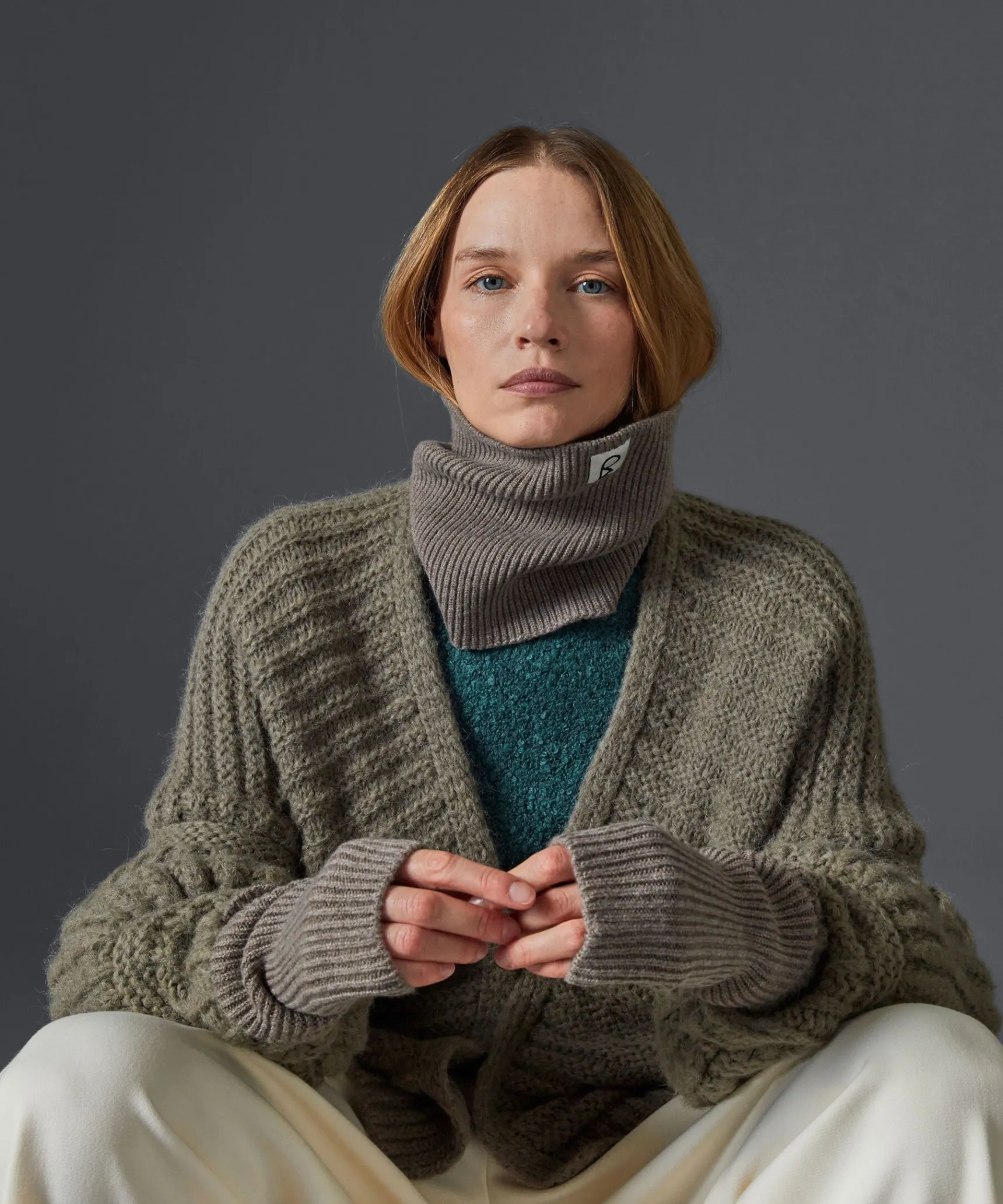 Best Rodier Col en laine mérinos OEKO-TEX® marron taupe