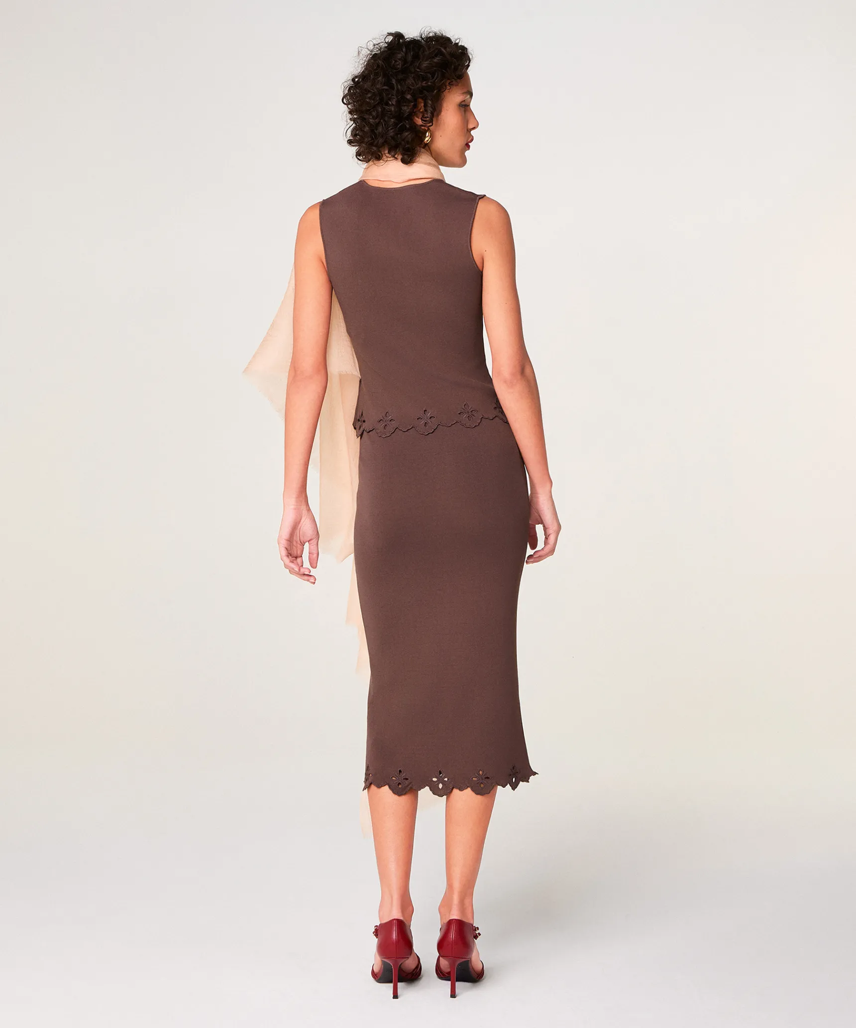 Clearance Rodier Débardeur brodé marron écorce