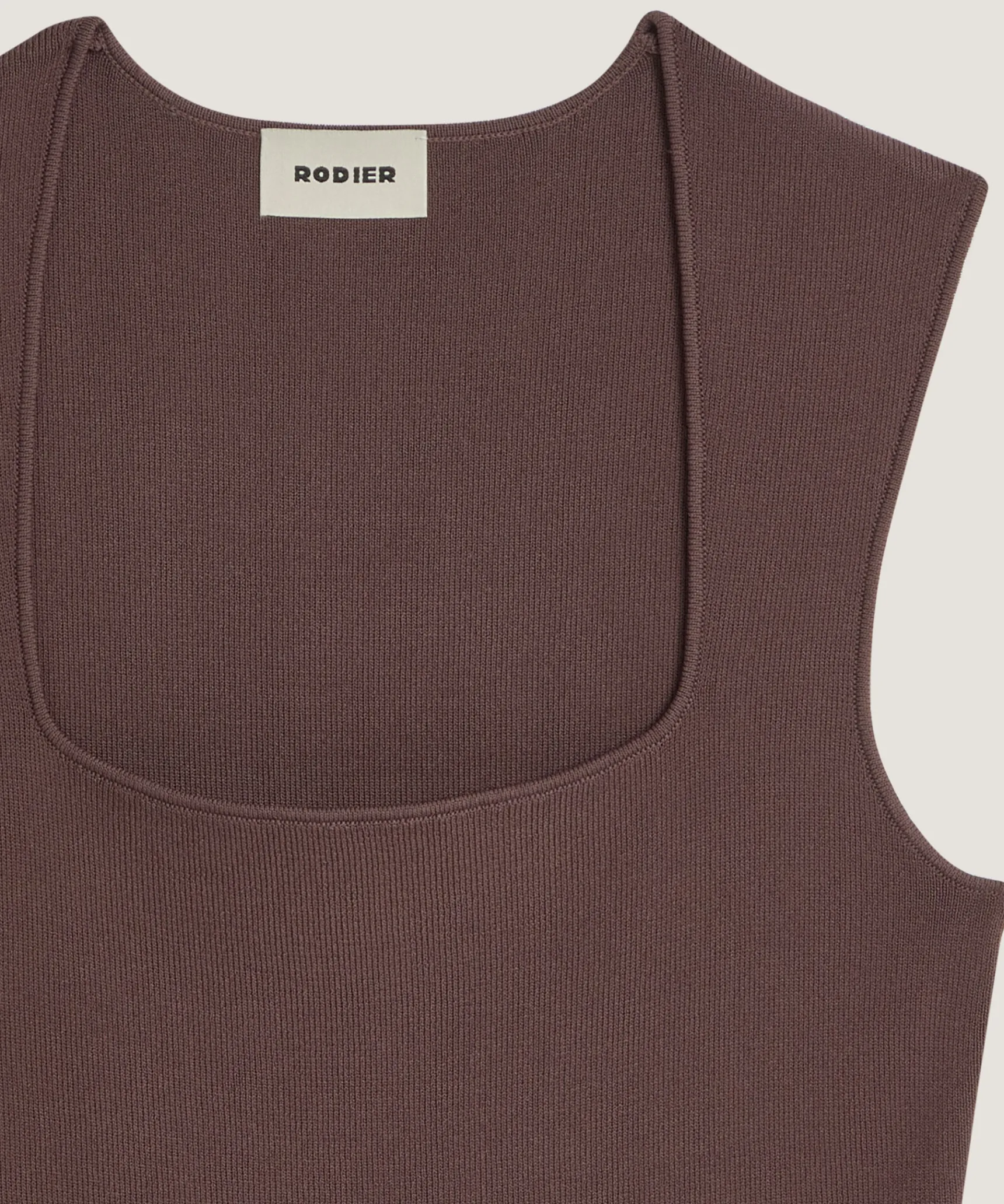 Clearance Rodier Débardeur brodé marron écorce