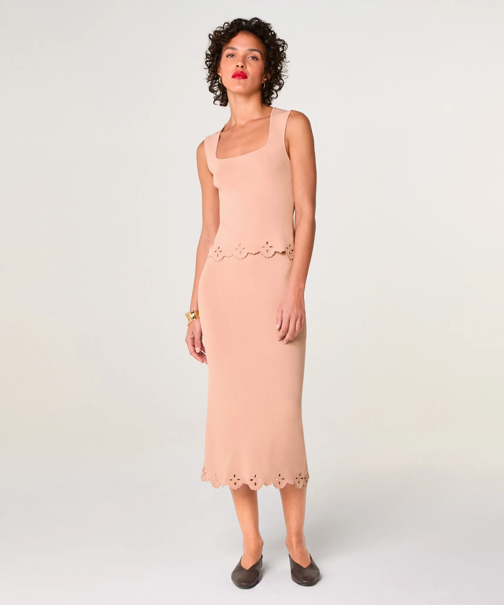 Clearance Rodier Débardeur brodé rose poudré