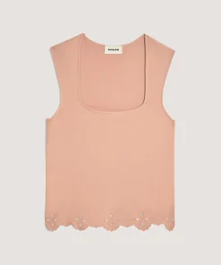 Clearance Rodier Débardeur brodé rose poudré
