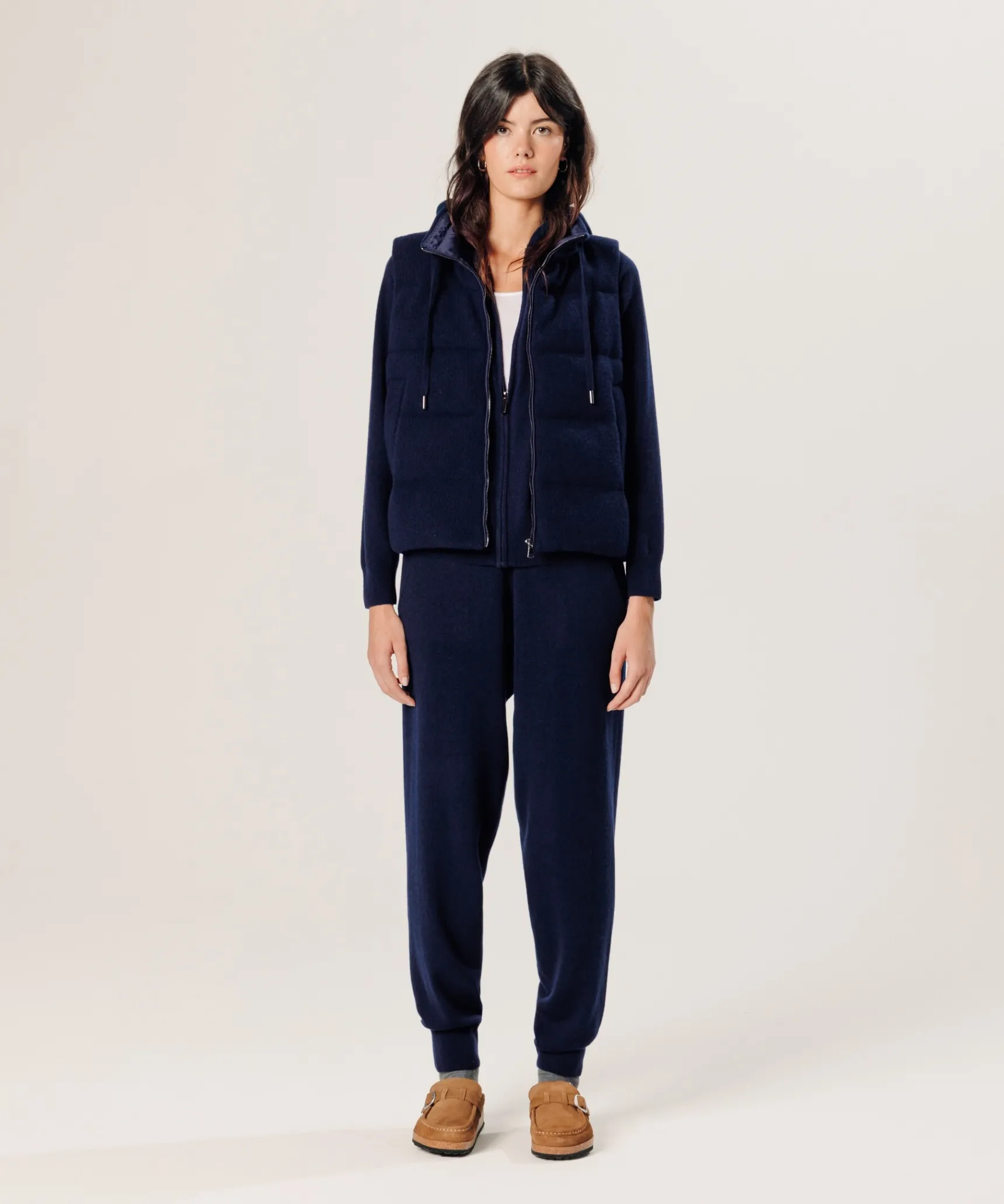 New Rodier Doudoune sans manches en cachemire bleu marine