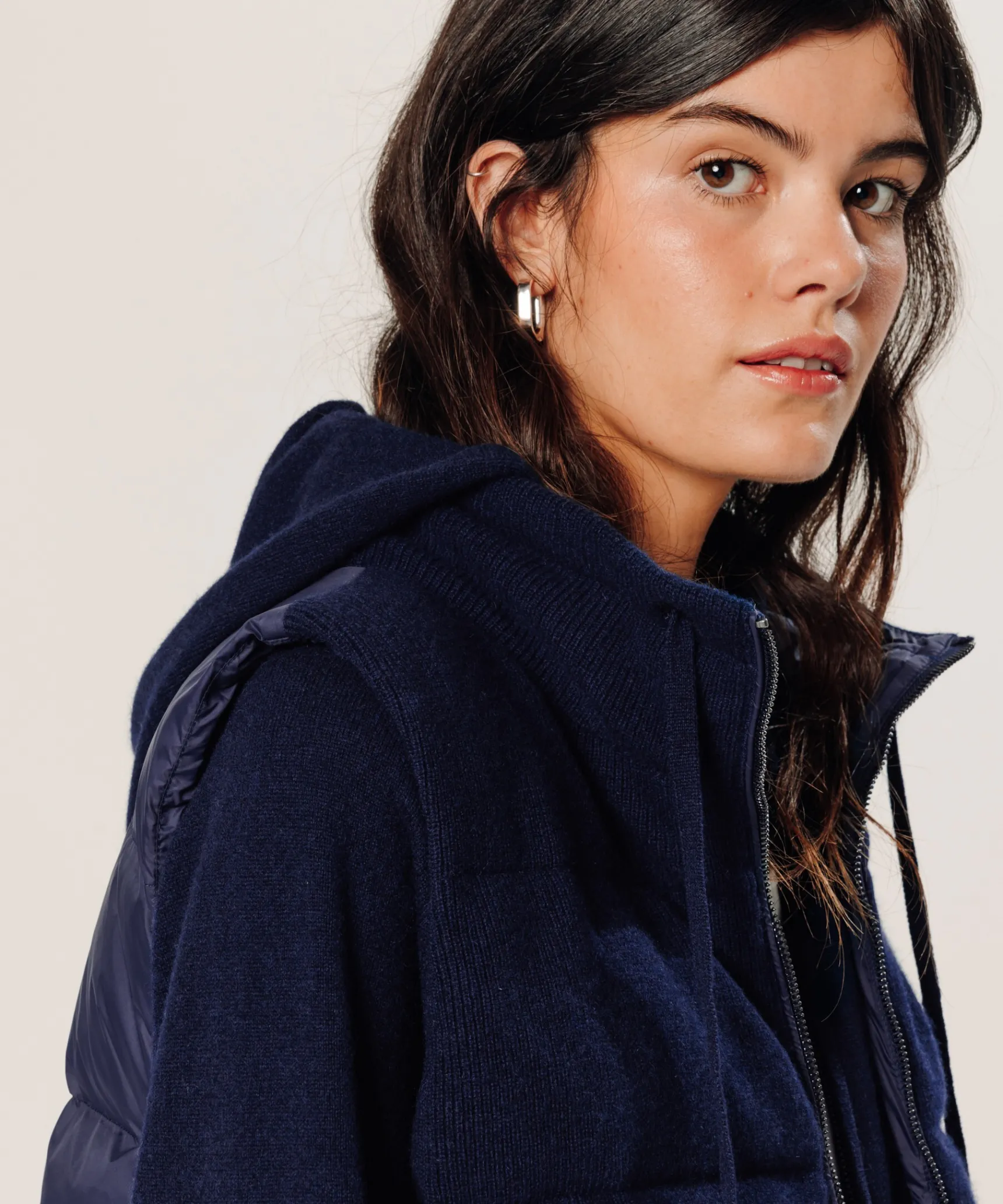 New Rodier Doudoune sans manches en cachemire bleu marine