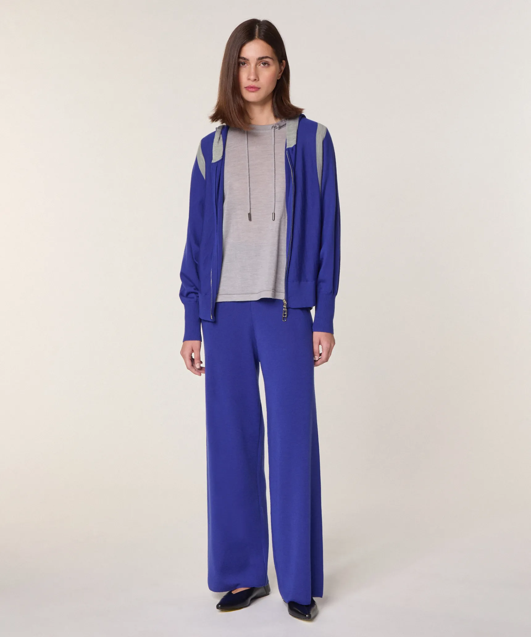 Sale Rodier Gilet à capuche en laine mérinos bleu outremer