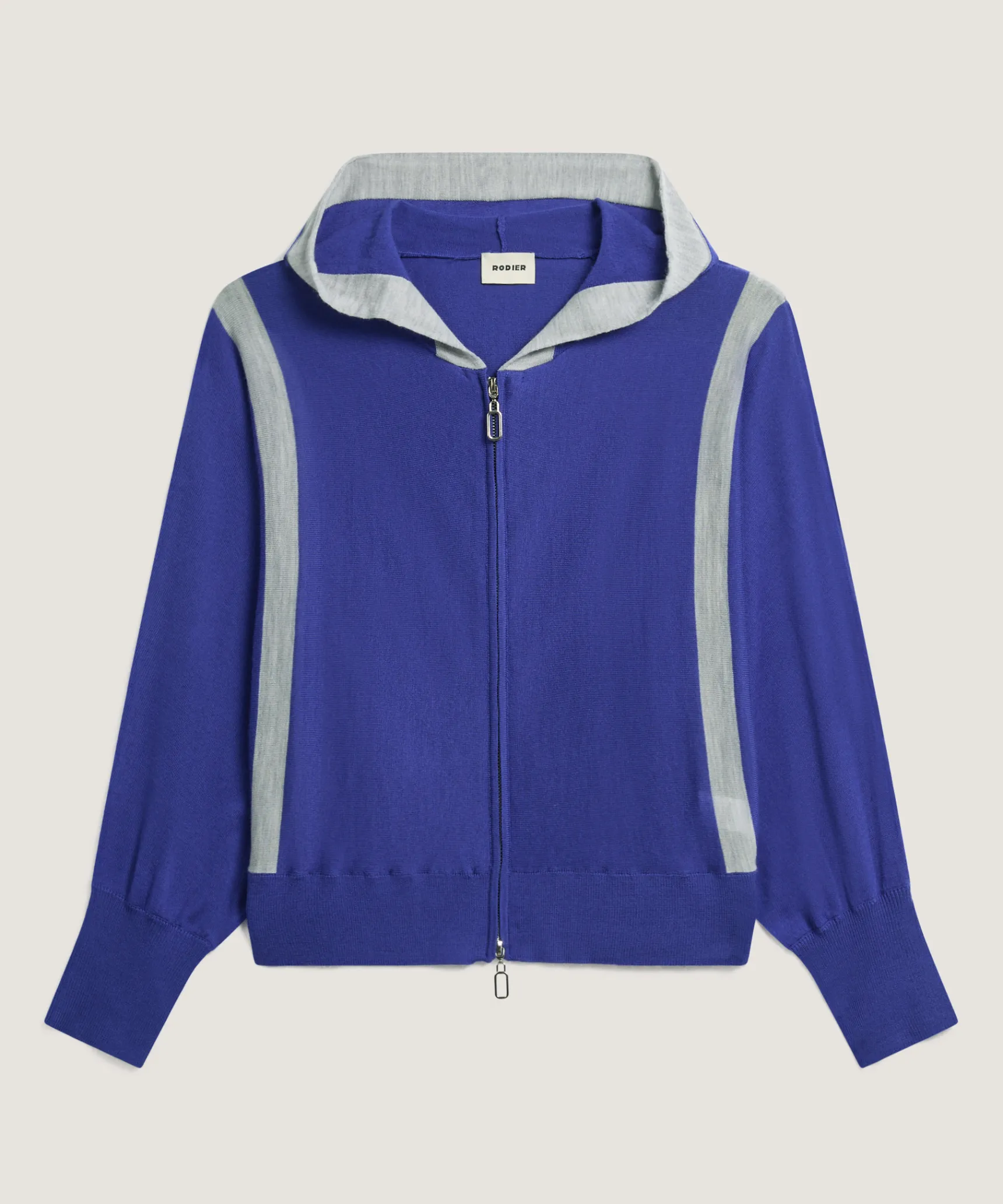 Sale Rodier Gilet à capuche en laine mérinos bleu outremer