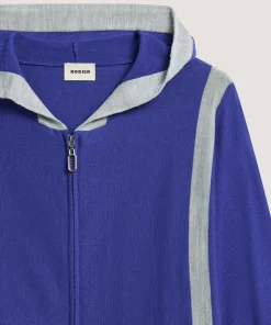 Sale Rodier Gilet à capuche en laine mérinos bleu outremer