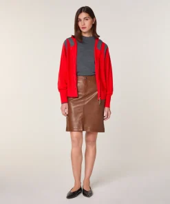 Rodier Gilet à capuche en laine mérinos orange