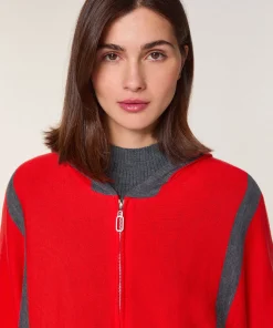 Rodier Gilet à capuche en laine mérinos orange
