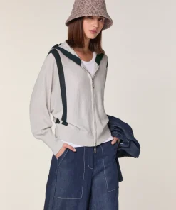 New Rodier Gilet à capuche en laine mérinos blanc