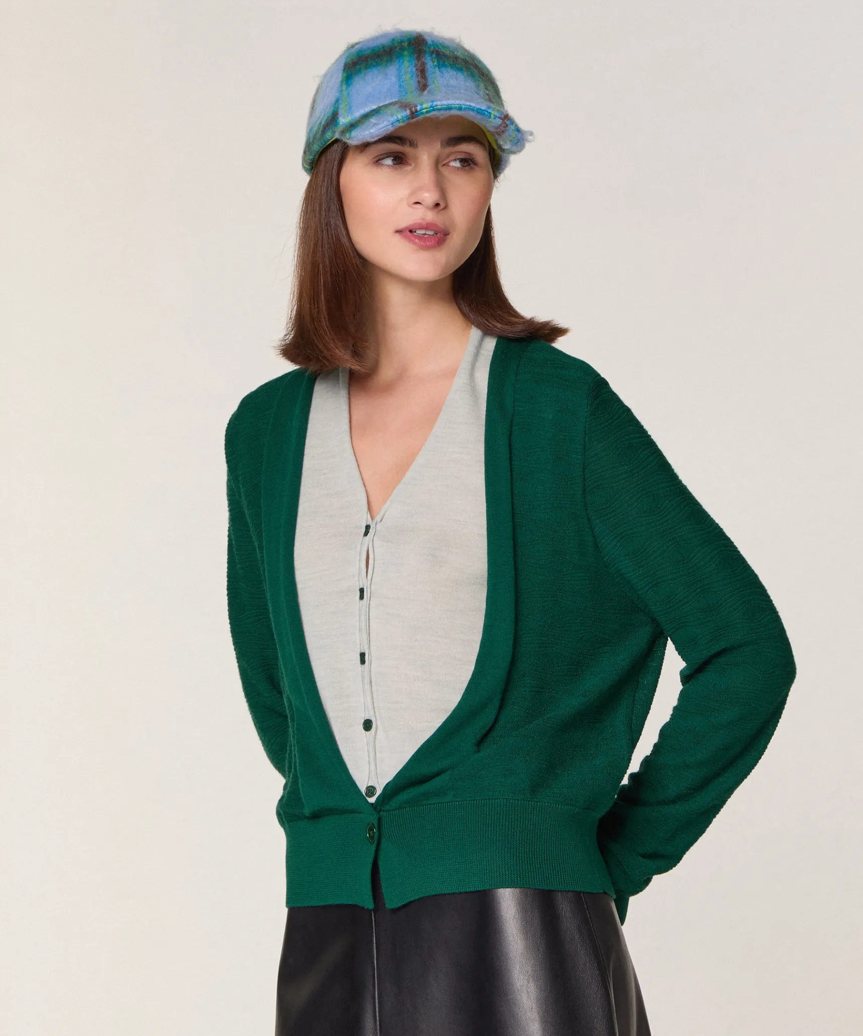 New Rodier Gilet 2 en 1 en laine mérinos vert anglais