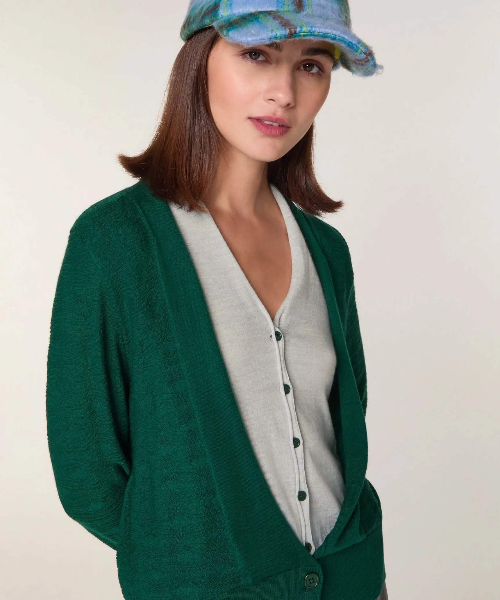 New Rodier Gilet 2 en 1 en laine mérinos vert anglais