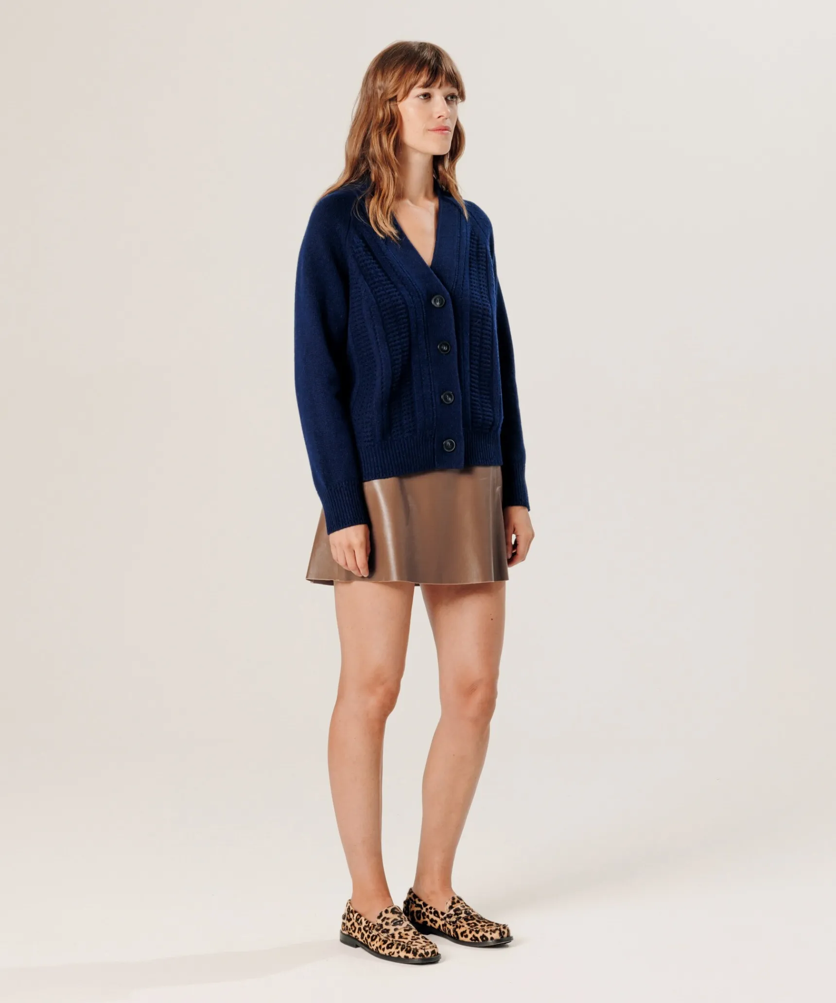 Outlet Rodier Gilet ajouré en cachemire bleu marine