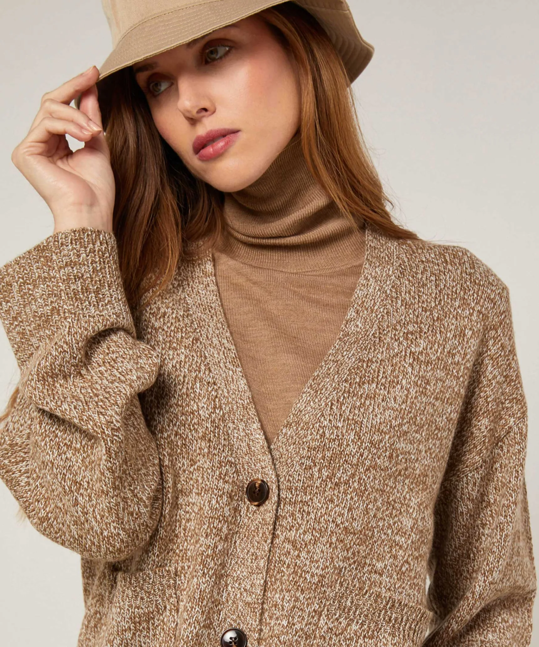 Sale Rodier Gilet court chiné marron
