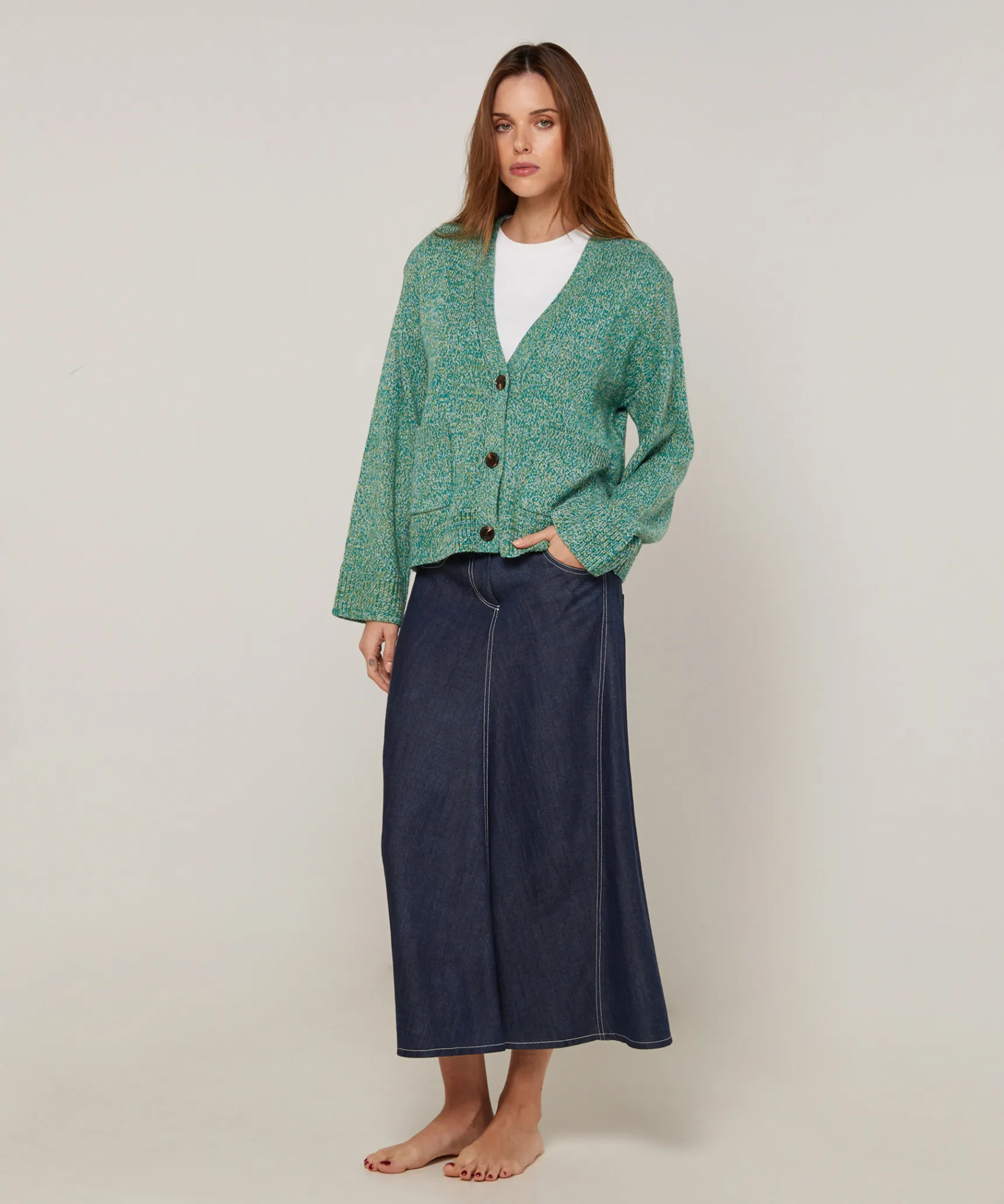 Rodier Gilet court chiné vert