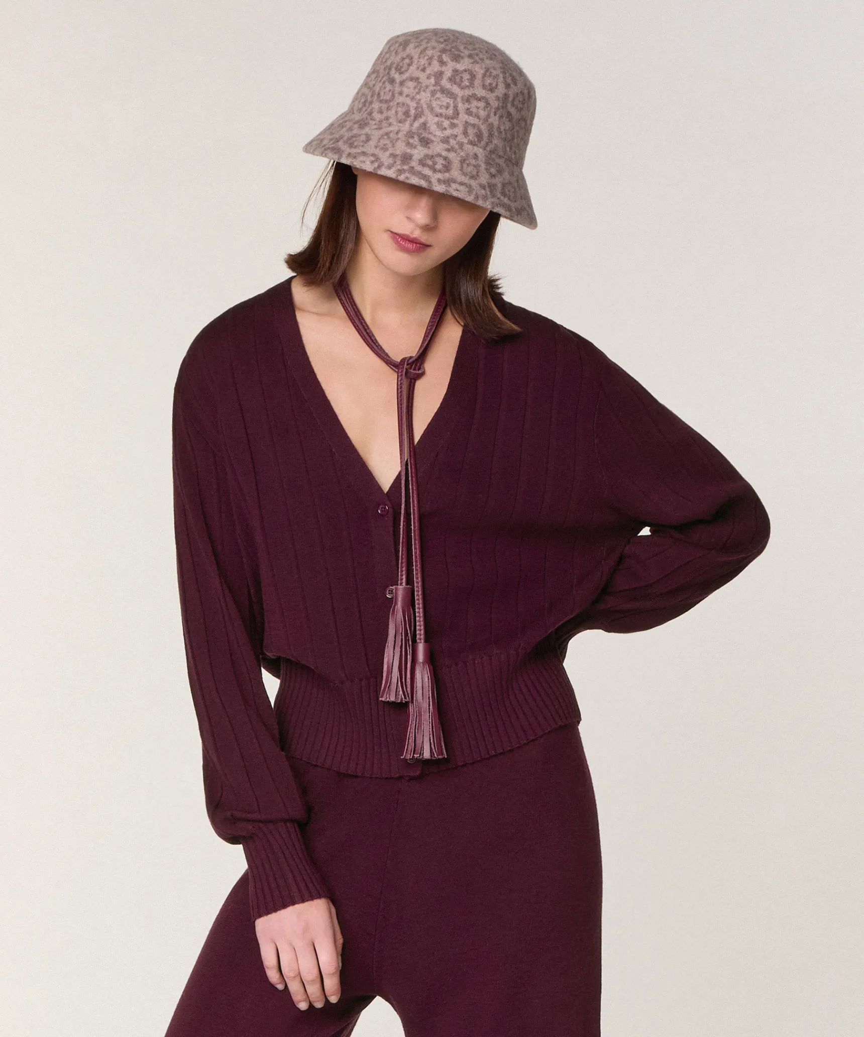 New Rodier Gilet court en laine mérinos violet aubergine