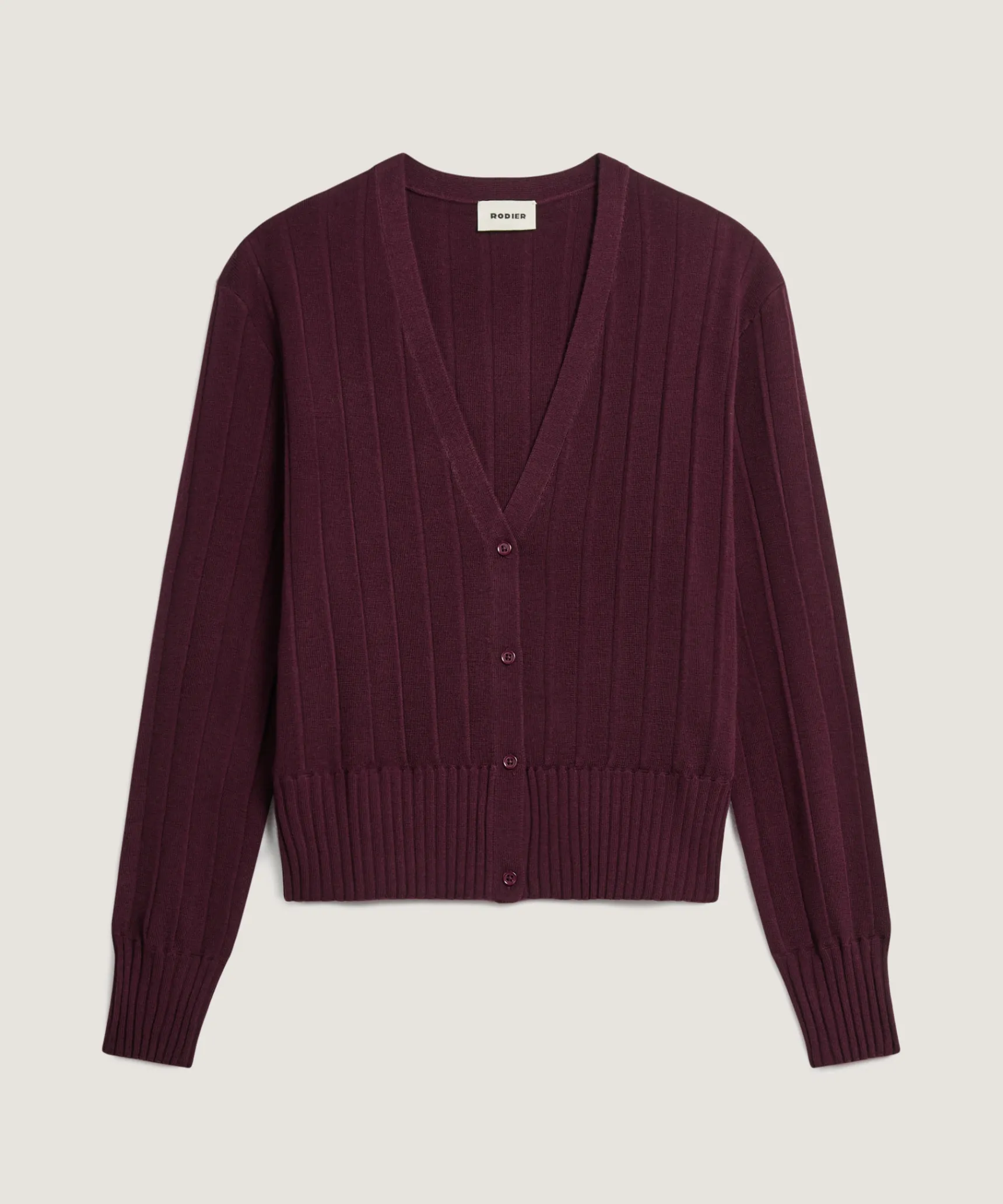 New Rodier Gilet court en laine mérinos violet aubergine