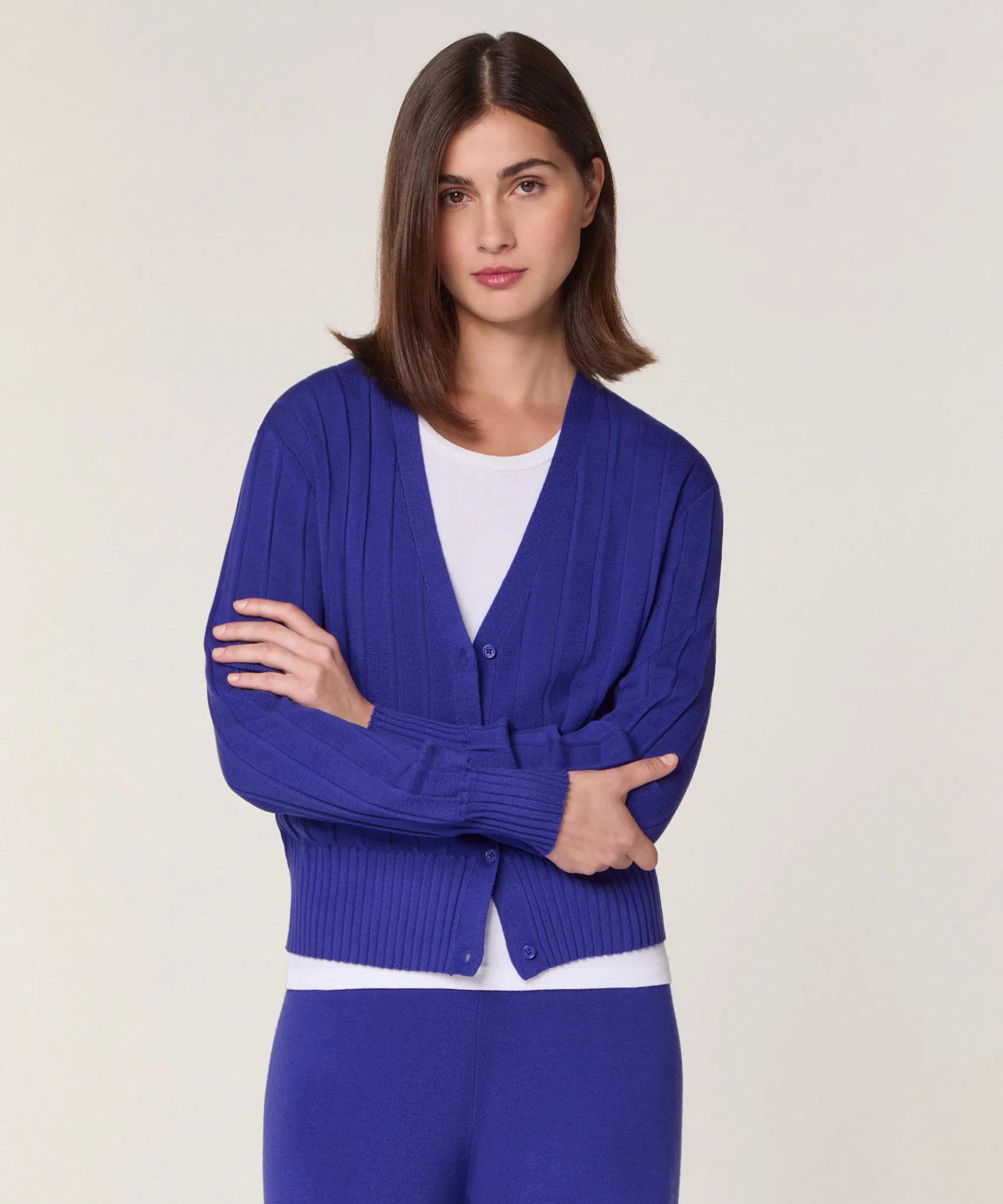 Outlet Rodier Gilet court en laine mérinos bleu outremer