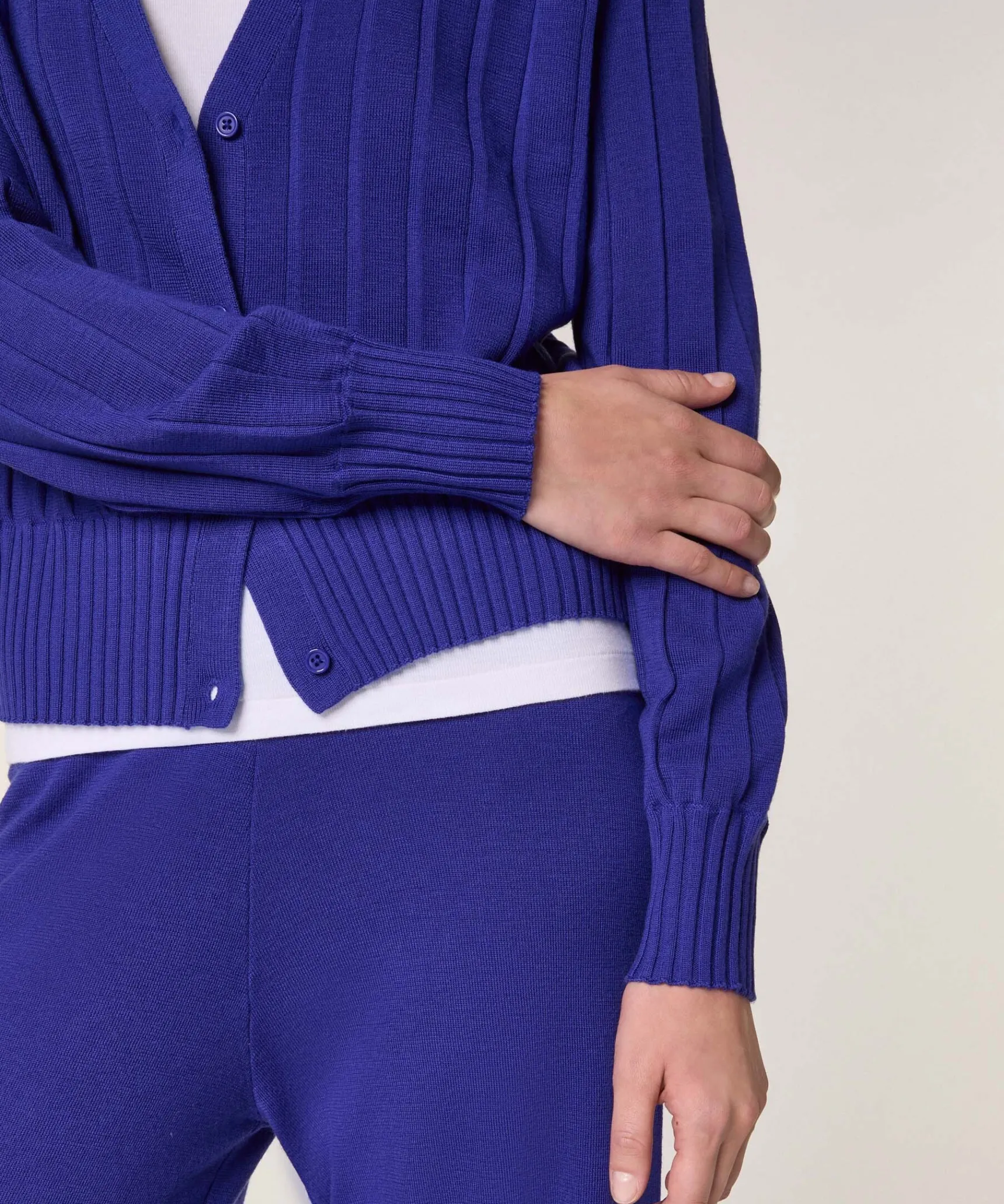 Outlet Rodier Gilet court en laine mérinos bleu outremer