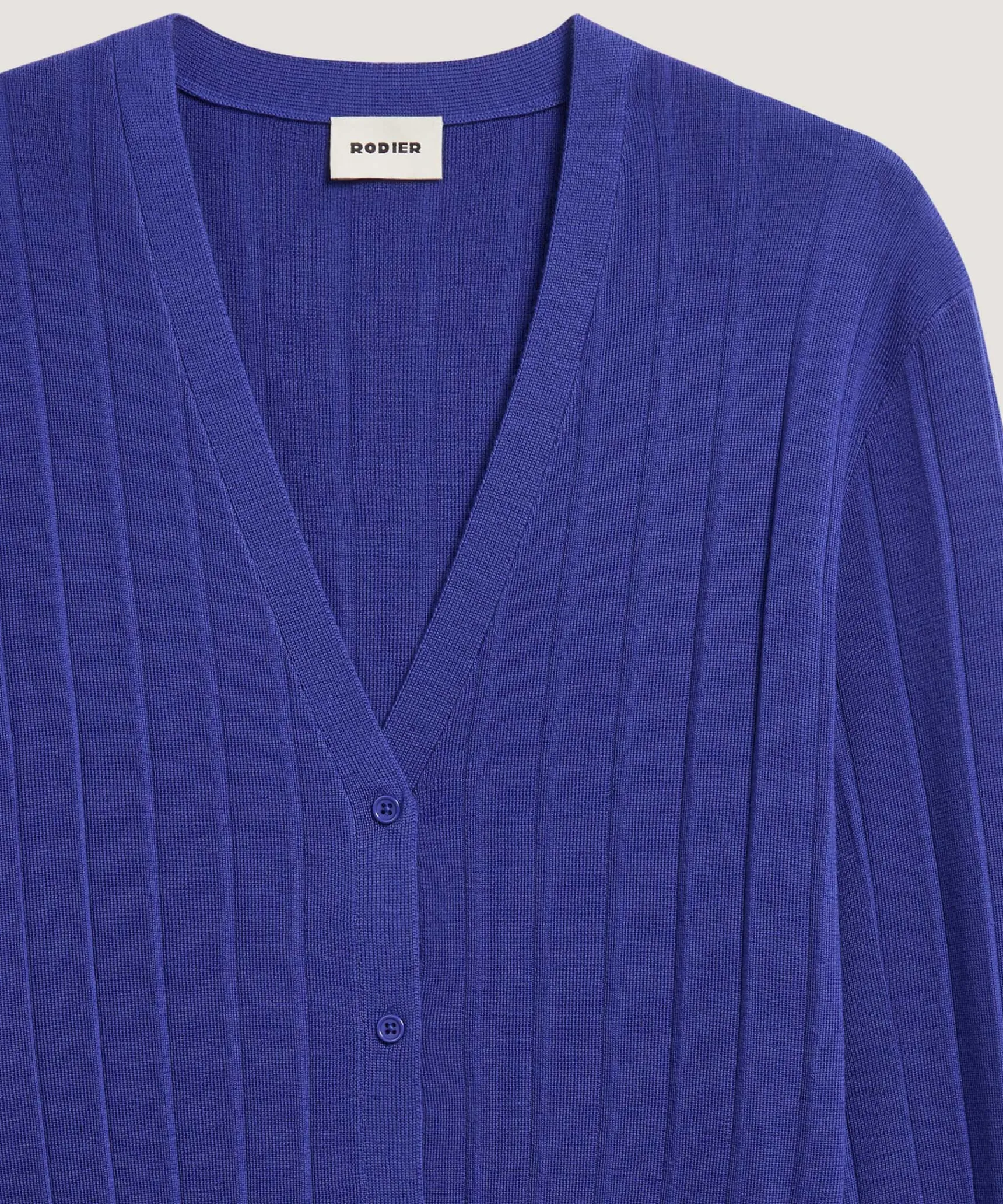 Outlet Rodier Gilet court en laine mérinos bleu outremer