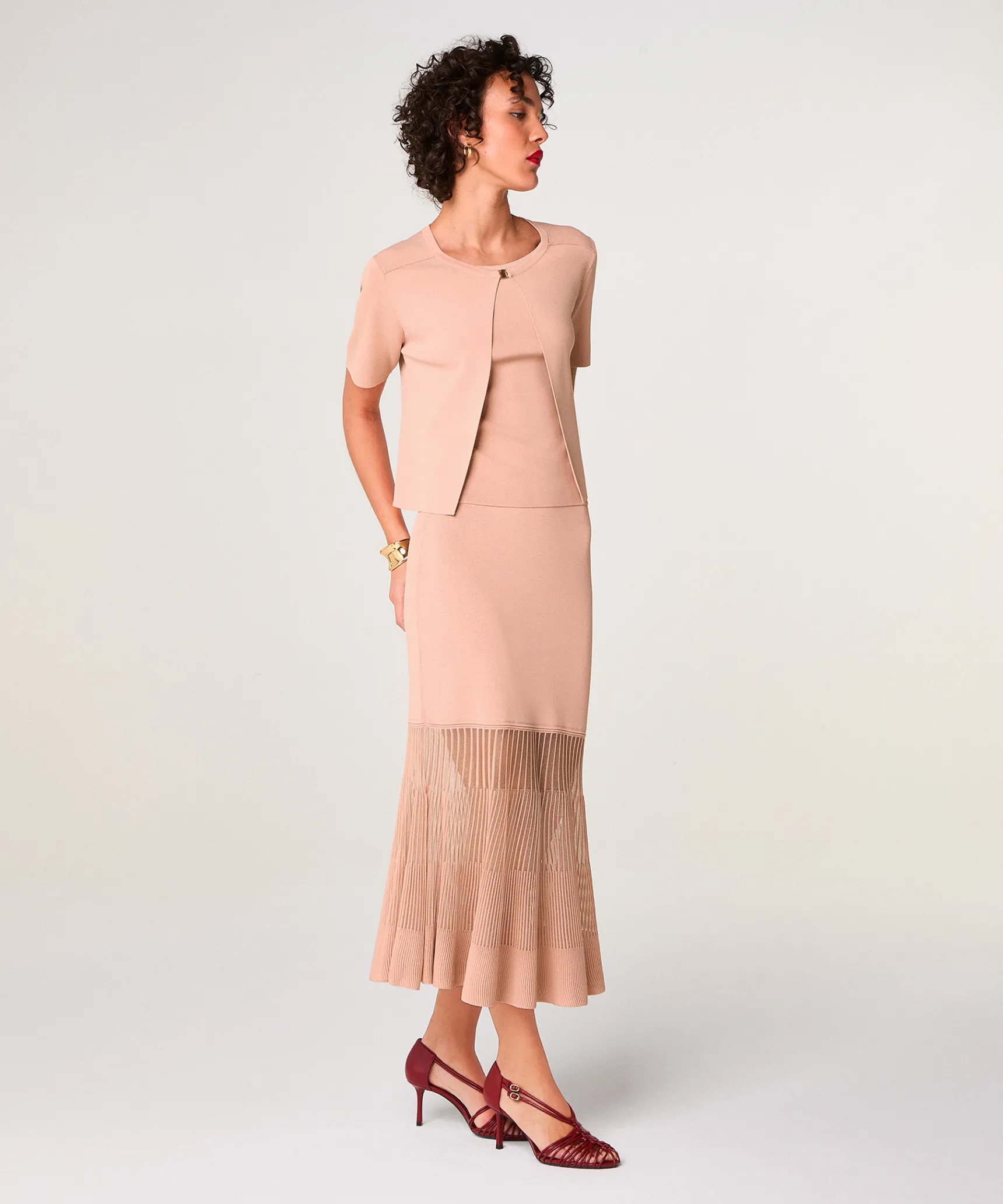 Best Rodier Gilet court manches courtes rose poudré