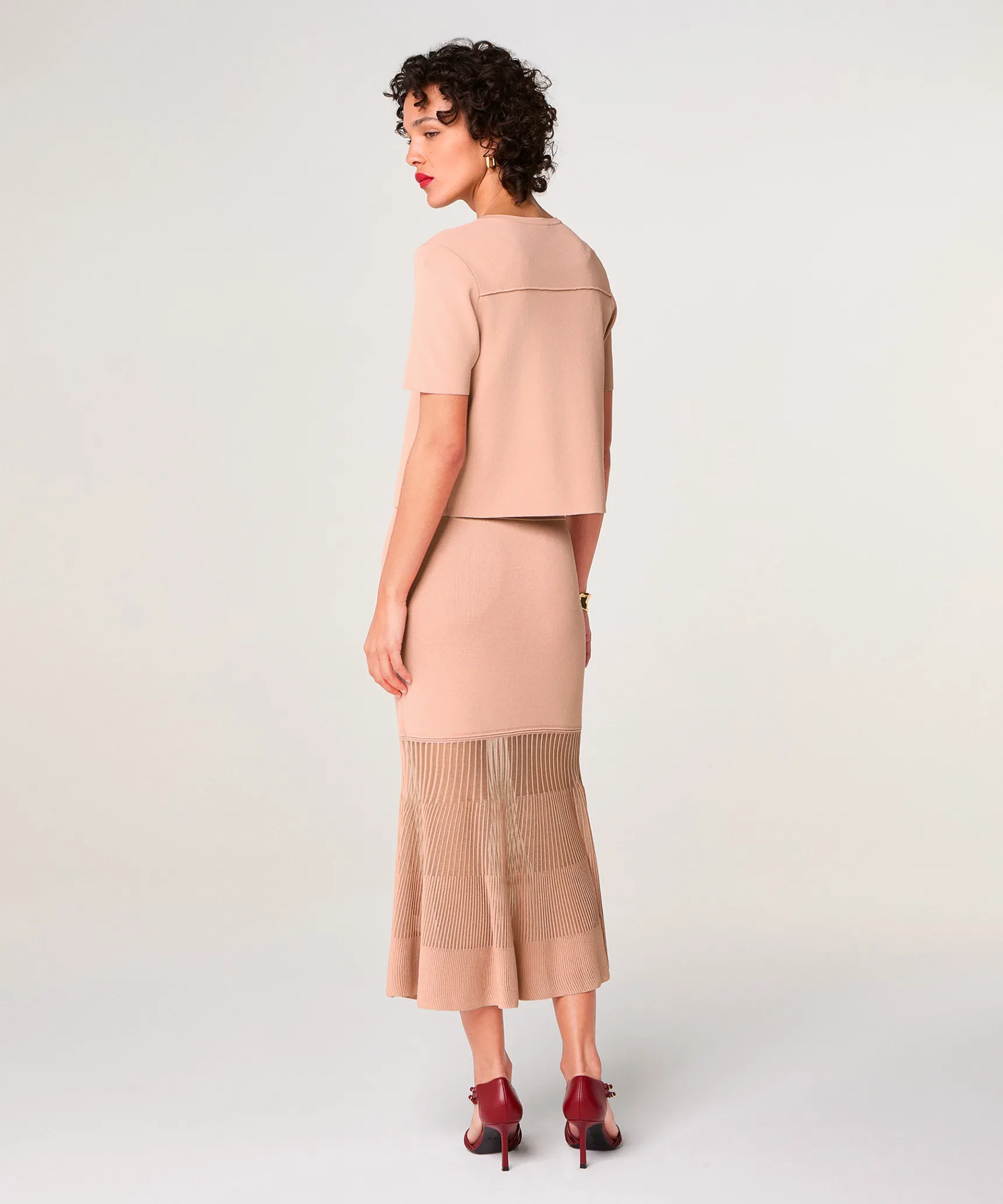 Best Rodier Gilet court manches courtes rose poudré