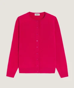 Outlet Rodier Gilet en cachemire rose geranium