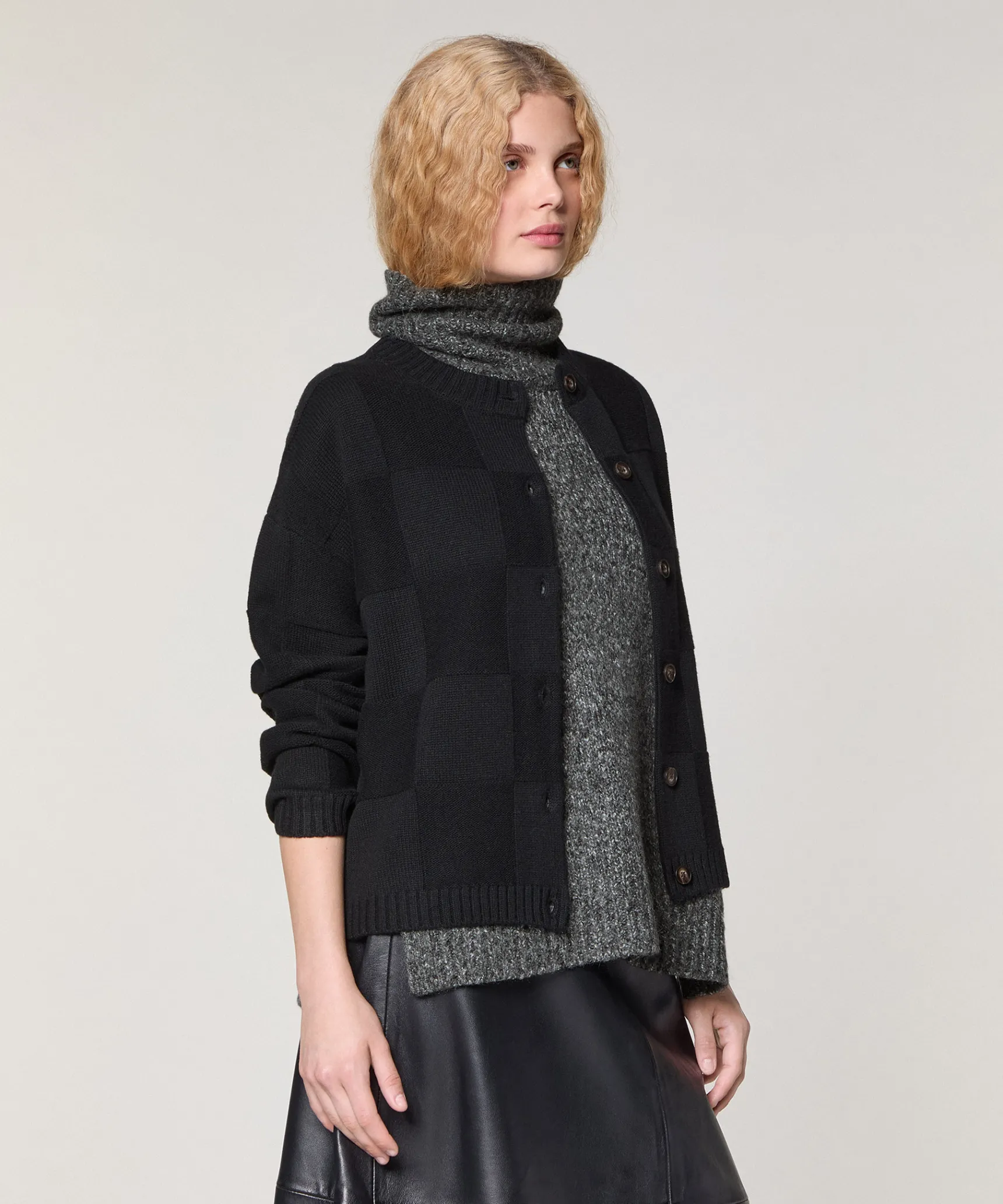 New Rodier Gilet en laine fantaisie noir