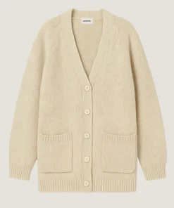 New Rodier Gilet oversize ajouré en coton et laine blanc ivoire