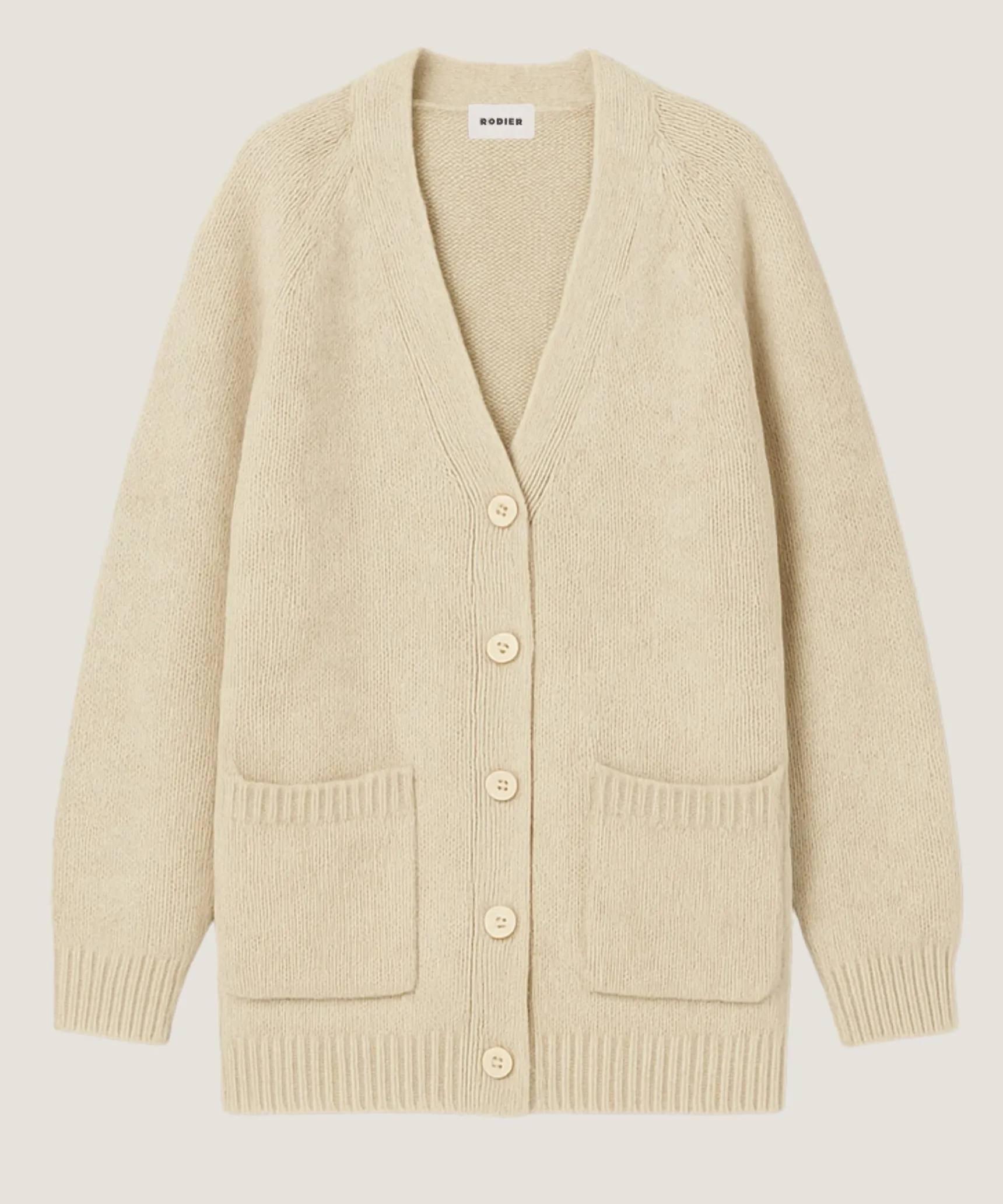 New Rodier Gilet oversize ajouré en coton et laine blanc ivoire