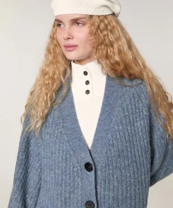 Online Rodier Gilet oversize grosse maille bleu