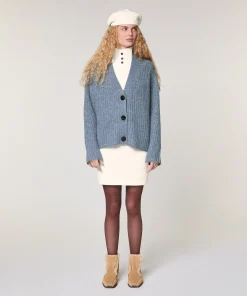 Online Rodier Gilet oversize grosse maille bleu