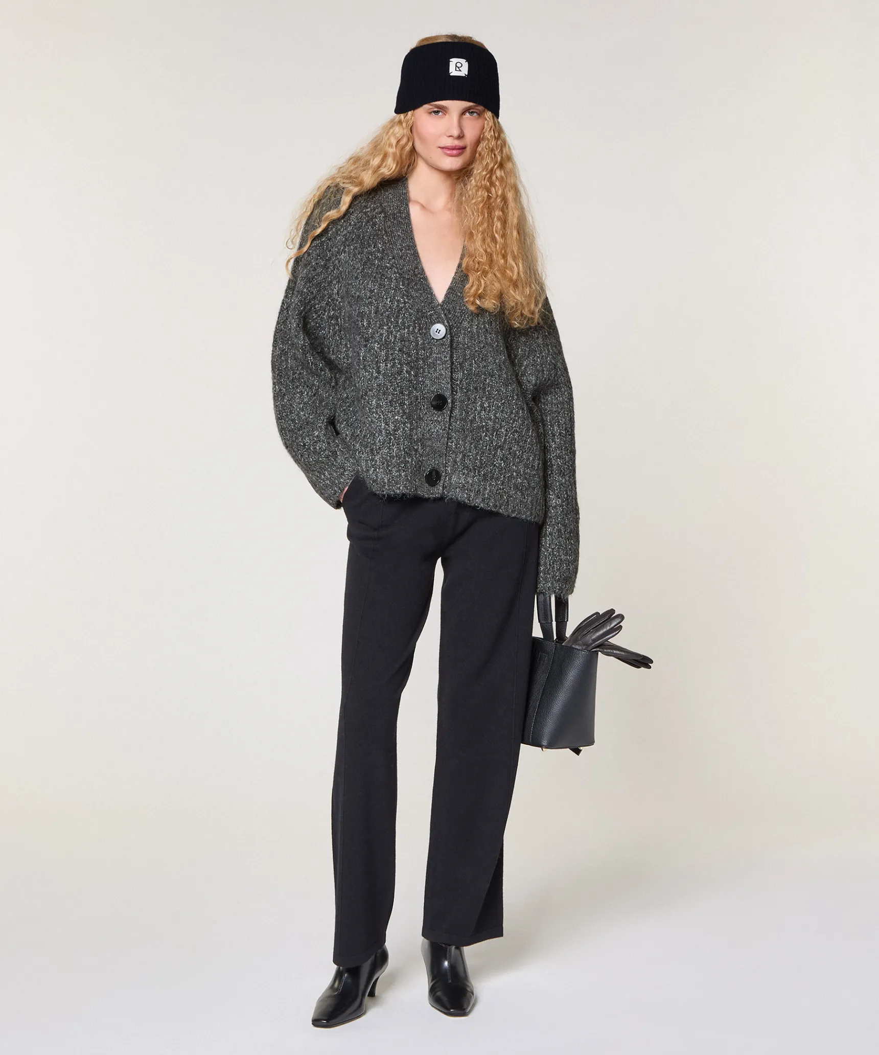 Sale Rodier Gilet oversize grosse maille gris chiné