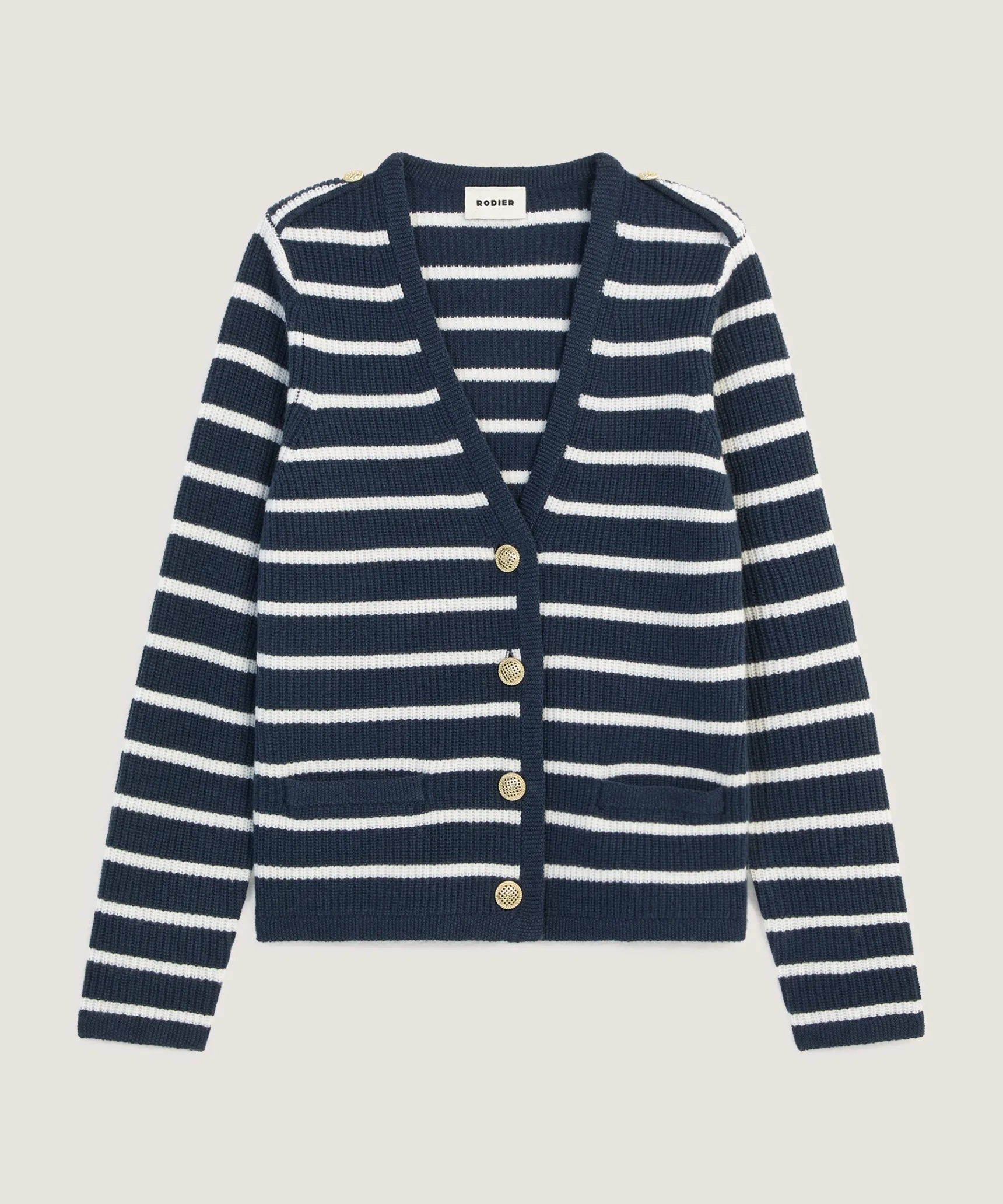 Discount Rodier Gilet rayé en laine bleu denim