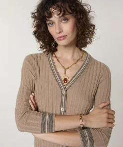 New Rodier Gilet torsades marron moka