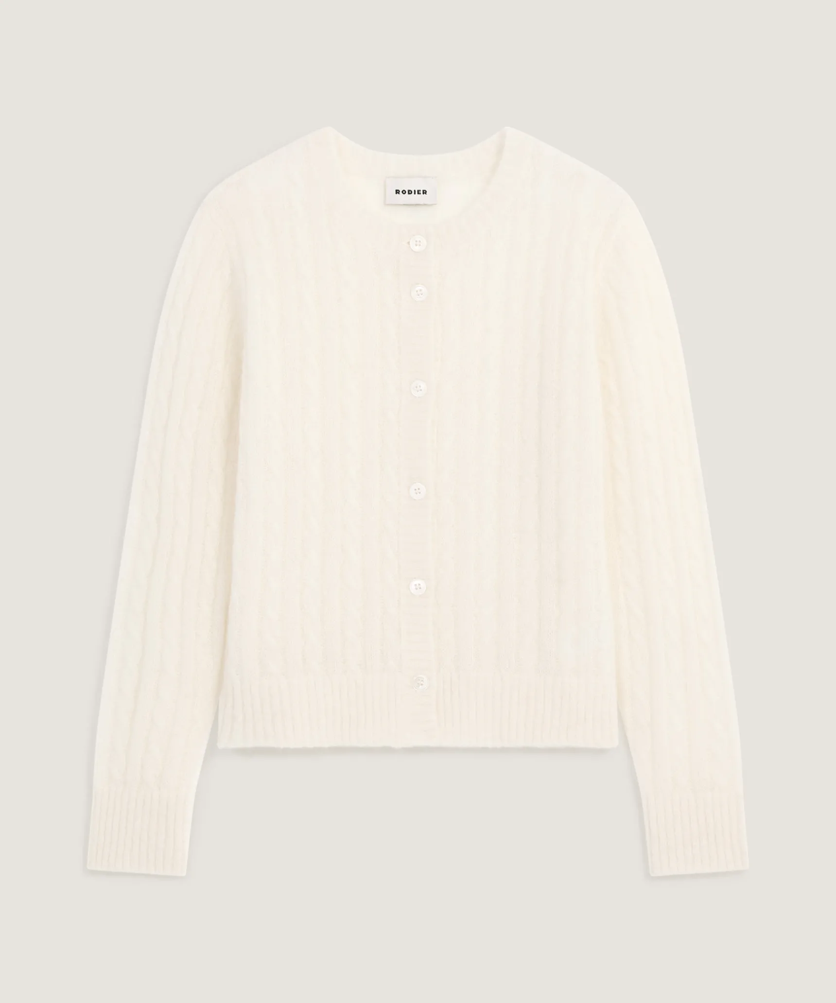 Discount Rodier Gilet torsades en alpaga blanc écru