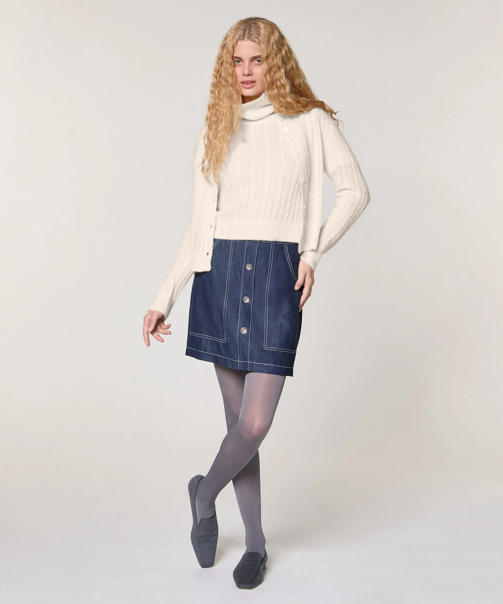 Discount Rodier Gilet torsades en alpaga blanc écru