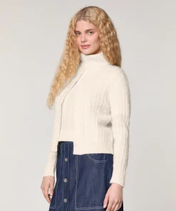 Discount Rodier Gilet torsades en alpaga blanc écru