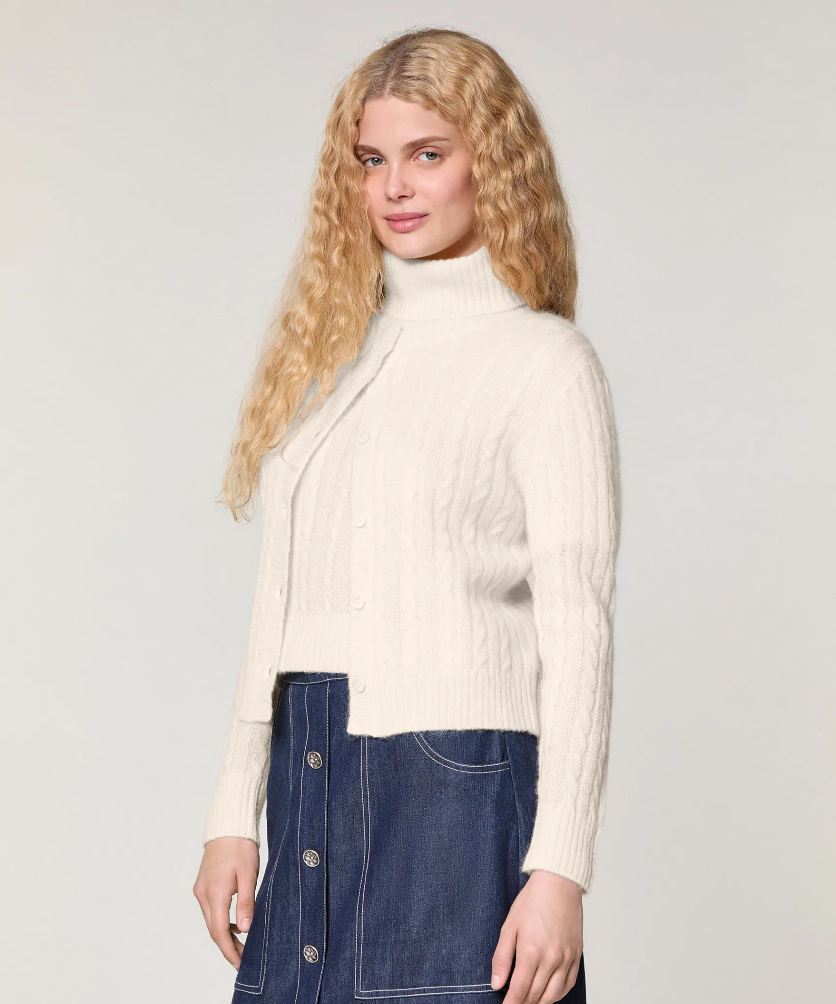 Discount Rodier Gilet torsades en alpaga blanc écru