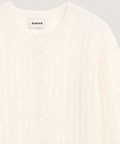 Discount Rodier Gilet torsades en alpaga blanc écru
