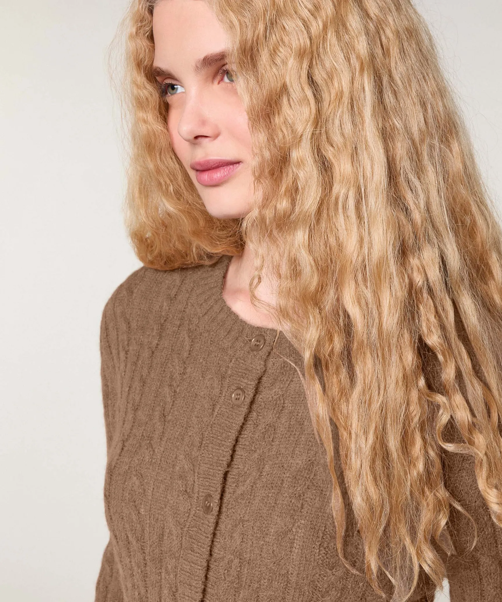 Best Rodier Gilet torsades en alpaga marron taupe