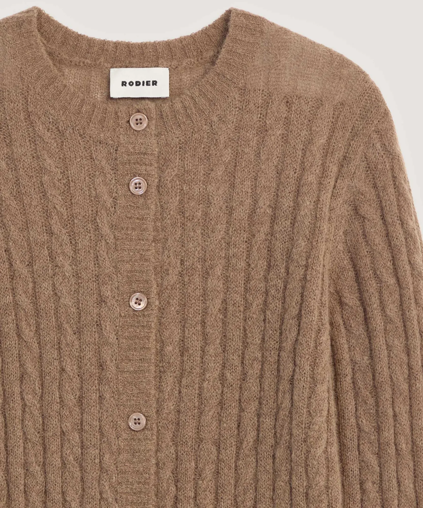 Best Rodier Gilet torsades en alpaga marron taupe