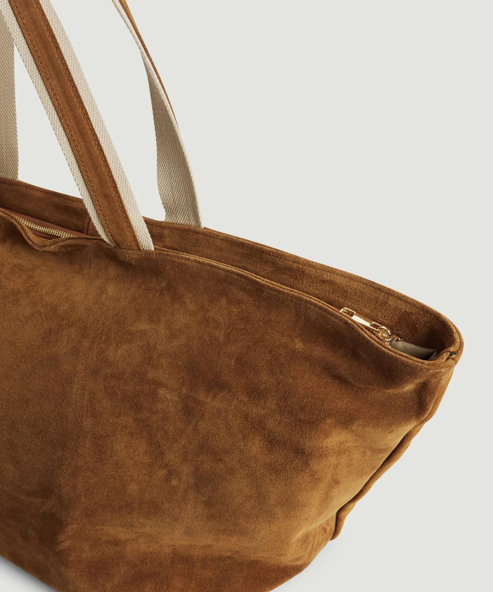 New Rodier Grand sac cabas Lou en cuir velours marron camel