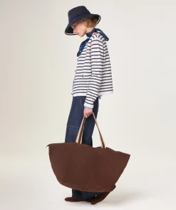 Online Rodier Grand sac cabas Lou en cuir velours marron foncé