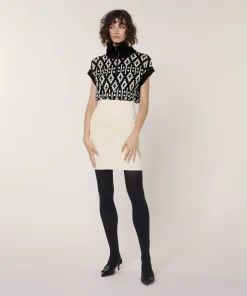 Clearance Rodier Jupe courte en maille blanc écru