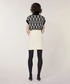 Clearance Rodier Jupe courte en maille blanc écru