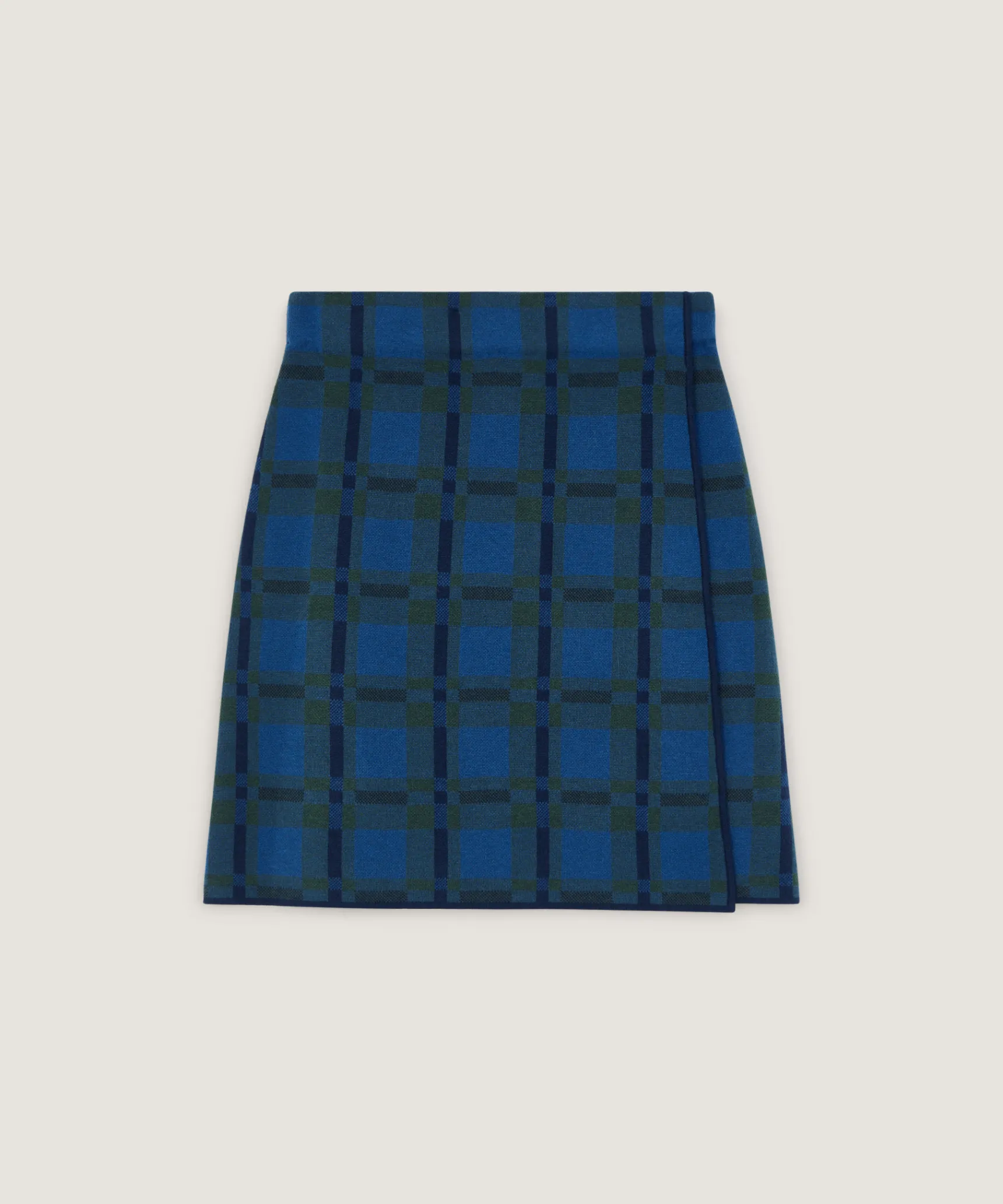 Sale Rodier Jupe droite à carreaux en maille bleu