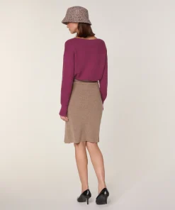 Best Rodier Jupe droite en laine et cachemire marron camel
