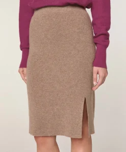 Best Rodier Jupe droite en laine et cachemire marron camel